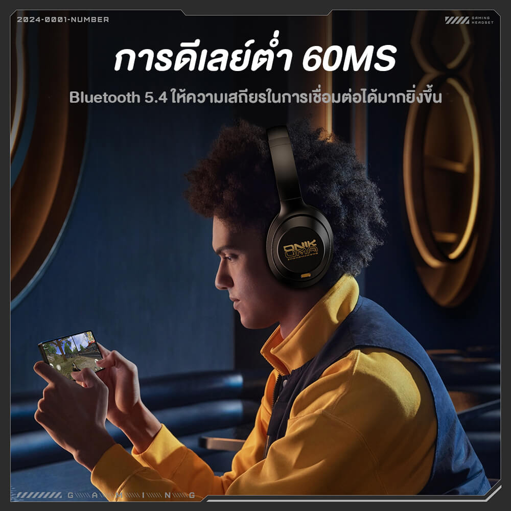หูฟังเกมมิ่งไร้สาย Onikuma GT811 มาพร้อมระบบลดเสียงรบกวนคู่ - สีดำ